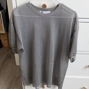 Zara Metallic Silver Top